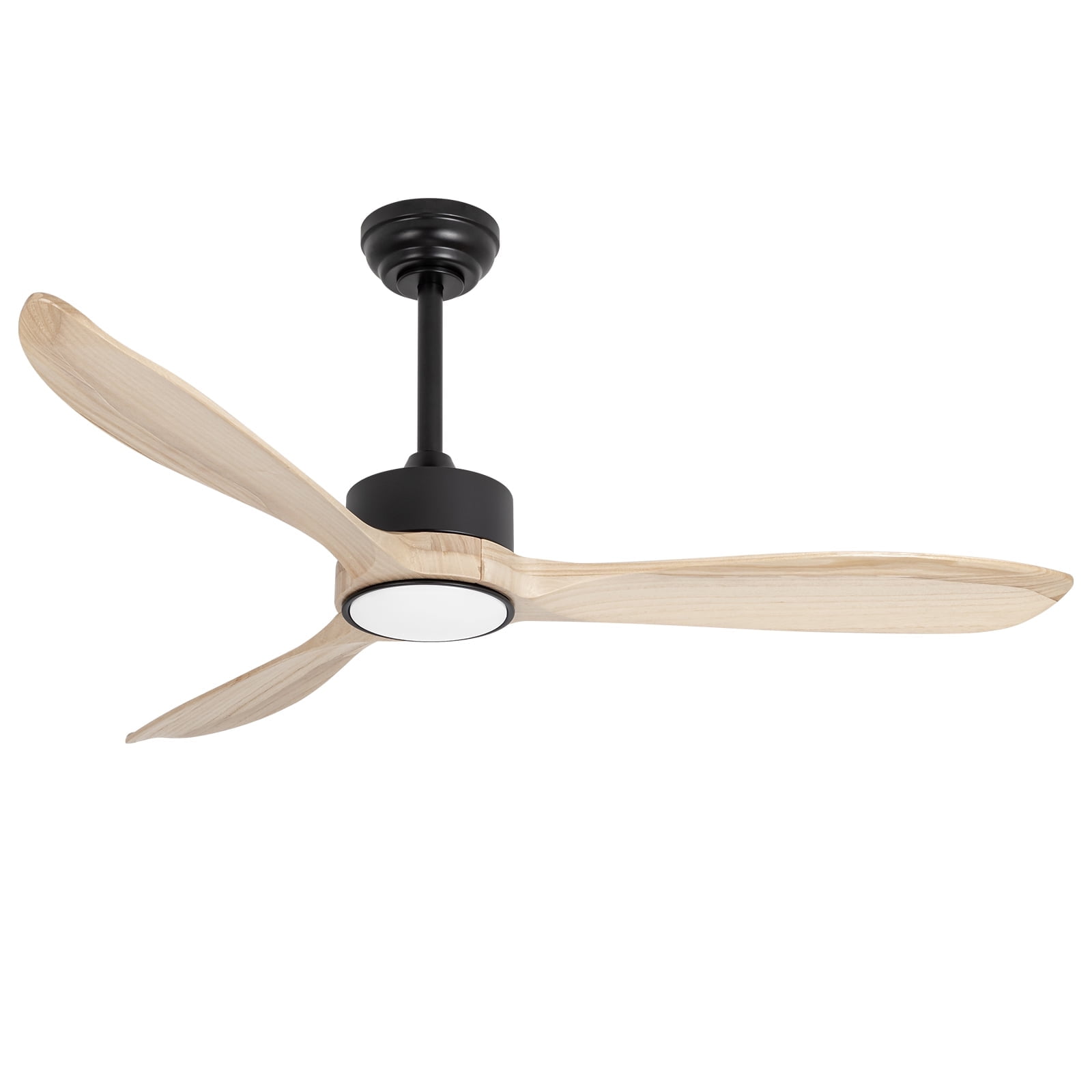 Wozzio 52 inch Ceiling Fan with Light and Remote,DC Motor,3CCT Dimmable LED Light,3 Solid Wood Blades
