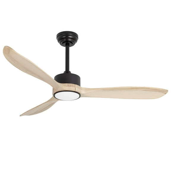 Wozzio 52 inch Ceiling Fan with Light and Remote,DC Motor,3CCT Dimmable LED Light,3 Solid Wood Blades