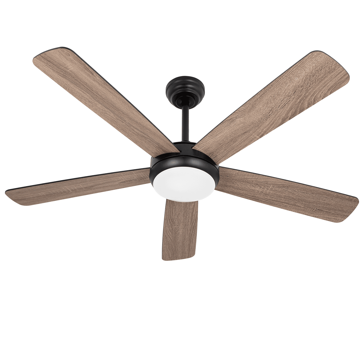 52 Inch Ceiling Fan With Light & Remote - DC Motor Flush Mount Walnut Blades