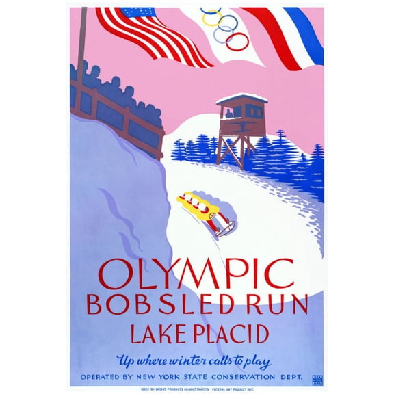 Wpa Lake Placid Poster 16x24 Poster Medium Art Poster 16x24 Unframed, Age: Adults Western Graphic