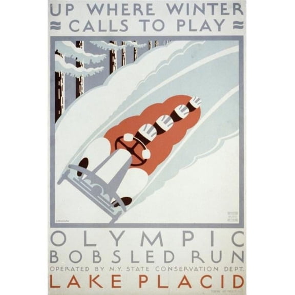 Wpa Olympic Bobsled Run Lake Placid C.1936-41 Poster Print by Jack Rivolta 24 x 36 - Large