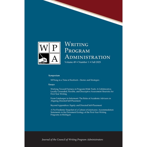 Wpa: Writing Program Administration 49.1 (Fall 2025), (Paperback)