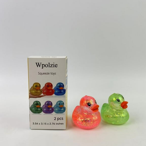 Wpolzie Squeeze toys,Stress Relief Toys Mini Animal Toys for Stress Relief Cute and Fun for Birthday, Christmas, Office, Stocking Stuffer Gift(Glitter Color,Glitter Duck)
