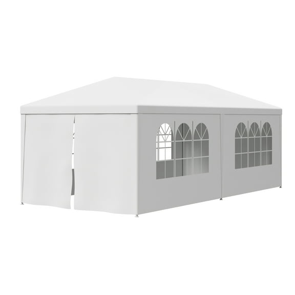 Wqmh 10' x 20' Outdoor White Waterproof Gazebo Canopy Tent with Removable Sidewalls Windows Heavy Duty Tent for Party Wedding Events Beach BBQ