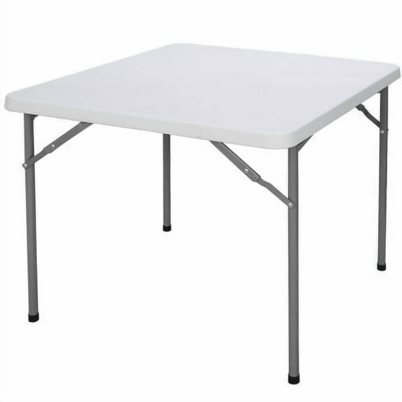 Wqmh 3 FT Fold in Half Blow Molded Folding Table Lightweight Plastic Construction with Comfort Handle Indoor Outdoor Use for Picnic Patio Party Camping White