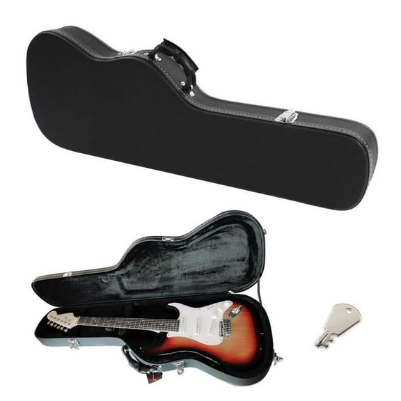 Wqmh Electric Guitar Hard Case, Wooden Hard-Shell Protective Carrying Case for KST/TL Model 39-Inch Electric Guitar with Lock Latch Padding, Black