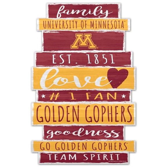 Wraft 9416626536F 11 x 17 in. Minnesota Golden Gophers Sign - Wood Family Word
