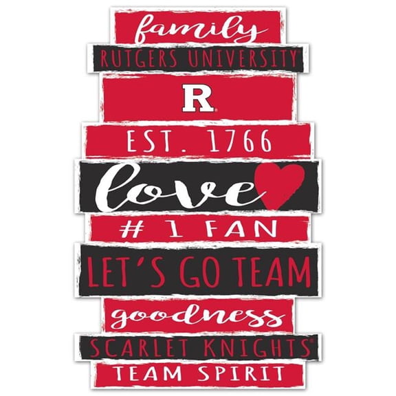 Wraft 9416626863F 11 x 17 in. Rutgers Scarlet Knights Sign - Wood Family Word