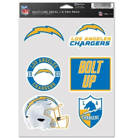 Wraft 9416636980 Los Angeles Chargers Multi Use Fan Decal - Pack of 6