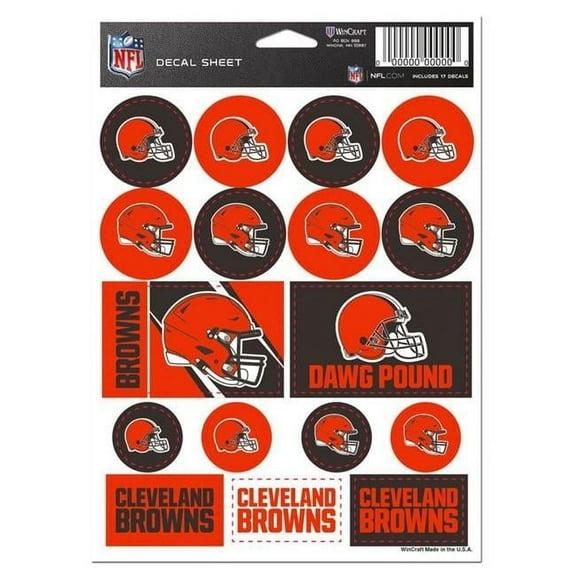 Wraft 9416673469 5 x 7 in. Vinyl Cleveland Browns Decal Sheet