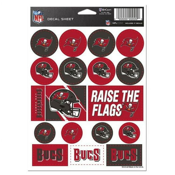 Wraft 9416673470 5 x 7 in. Vinyl Tampa Bay Buccaneers Decal Sheet