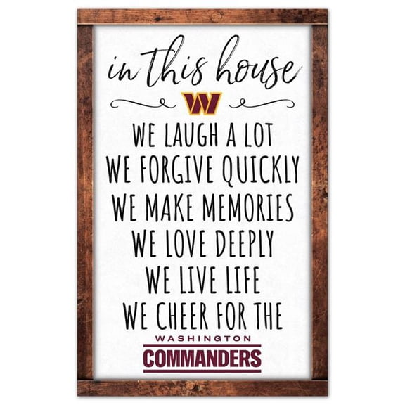 Wraft Fanatics 9416628425 11 x 17 in. Washington Commanders Sign - Wood In This House