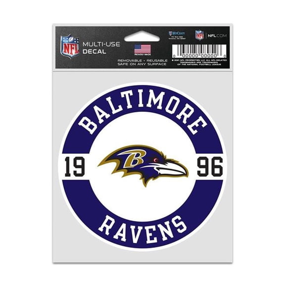 Wraft Fanatics 9416638124 3.75 x 5 in. Baltimore Ravens Decal - Patch Fan