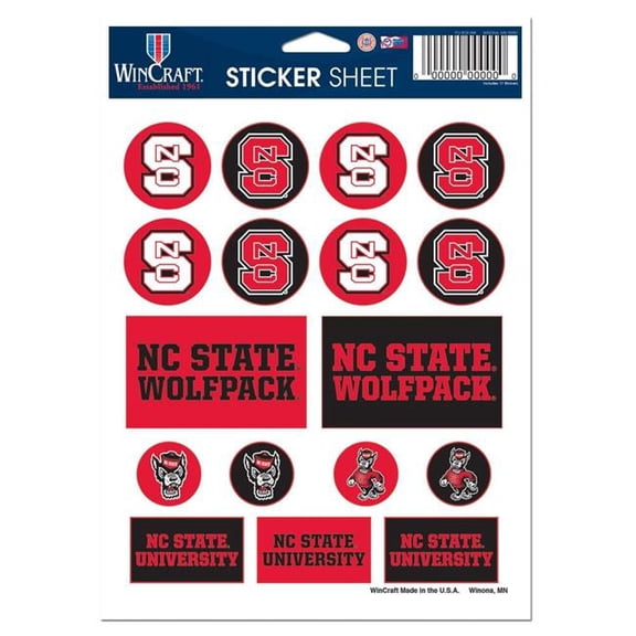Wraft Fanatics 3208581119 5 x 7 in. North Carolina State Wolfpack Decal Sheet - Vinyl