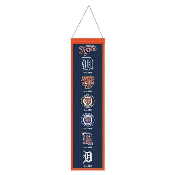 Wraft Fanatics 9416647711 8 x 32 in. MLB Detroit Tigers Wool Heritage Evolution Design Banner