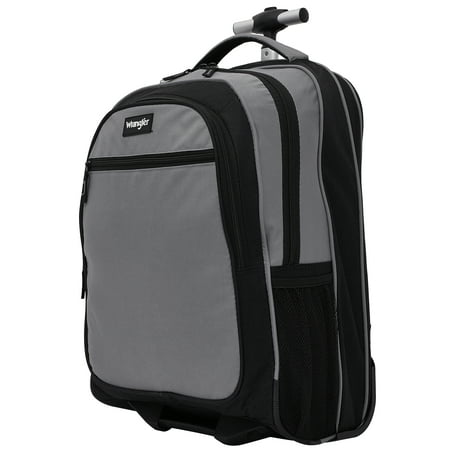 Wrangler 19" Rolling Backpack W/ 15.6in Side Laptop Pocket, Gray