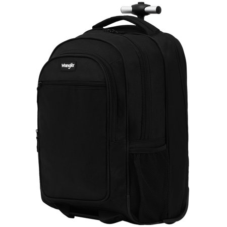 Wrangler 19in Rolling Backpack W/ Side Laptop Pocket, Black