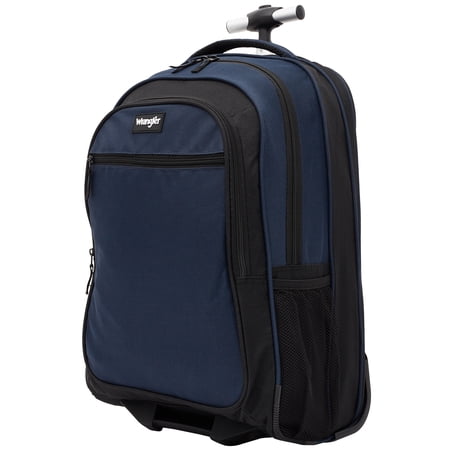 Wrangler 19-inch Rolling Backpack with Side Laptop Pocket, Navy