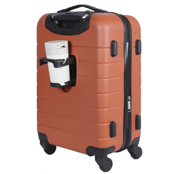 Wrangler 20-Inch Expandable Rolling Carry-on with 3-In-1 Cup holder, USB Port and Phone Holder - Orange