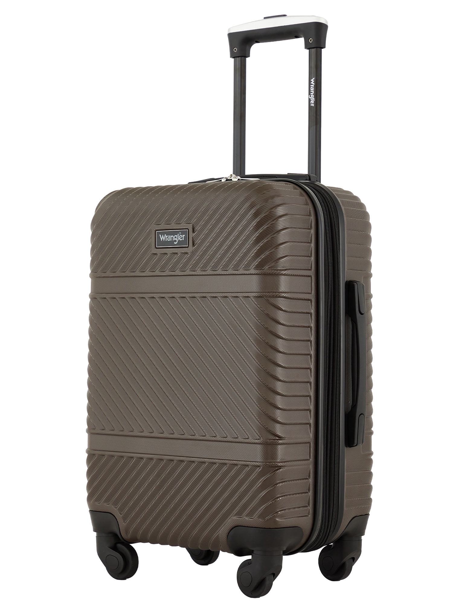 Wrangler 20-inch Expandable Hardside Carry-on Luggage for Travel, Chocolate Brown