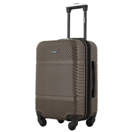 Wrangler 20-inch Expandable Hardside Carry-on Luggage for Travel, Chocolate Brown