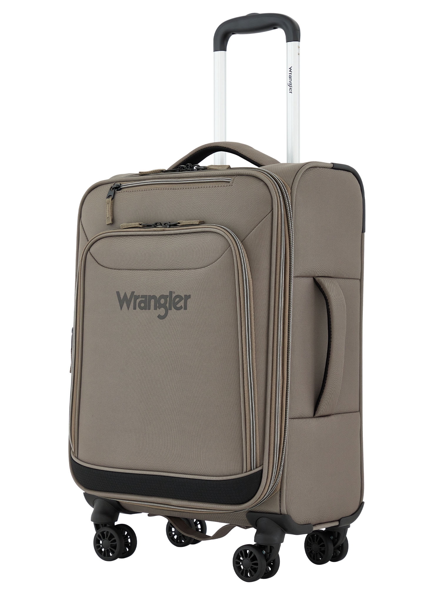 Wrangler 20-inch Expandable Rolling Carry-on with 8-Wheel System, Fallen Rock Brown