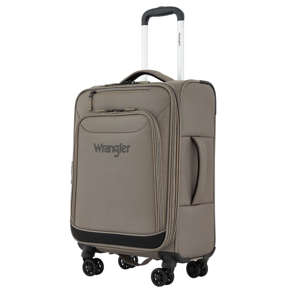 Wrangler 20-inch Expandable Rolling Carry-on with 8-Wheel System, Fallen Rock Brown
