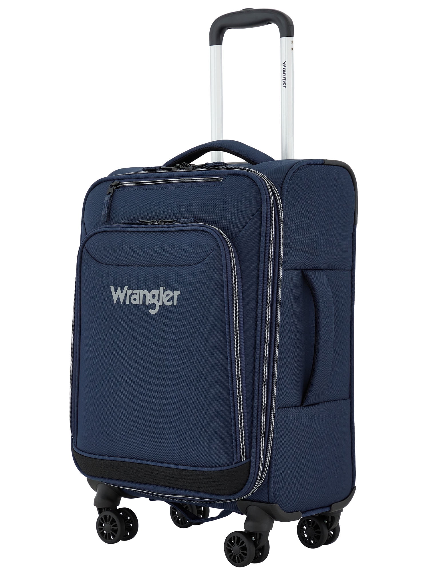 Wrangler 20-inch Expandable Rolling Carry-on w/ 360° 8-Wheel System , Navy