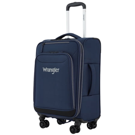 Wrangler 20-inch Expandable Rolling Carry-on w/ 360° 8-Wheel System , Navy