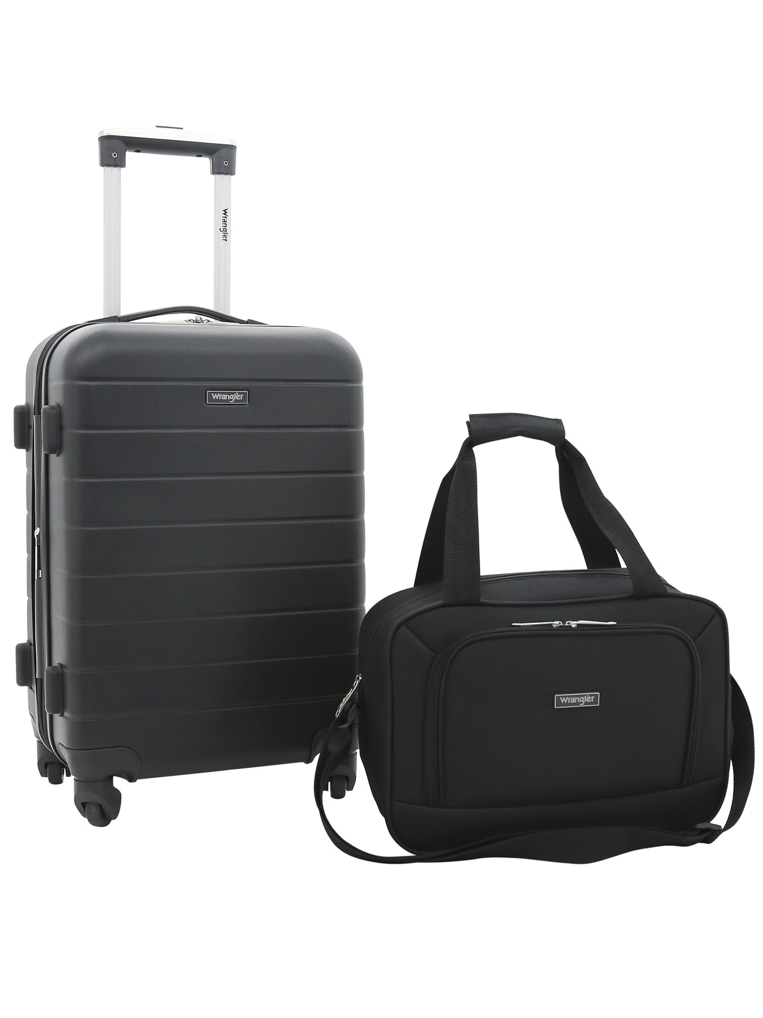 Wrangler 2pc Expandable Rolling Carryon Set, Black
