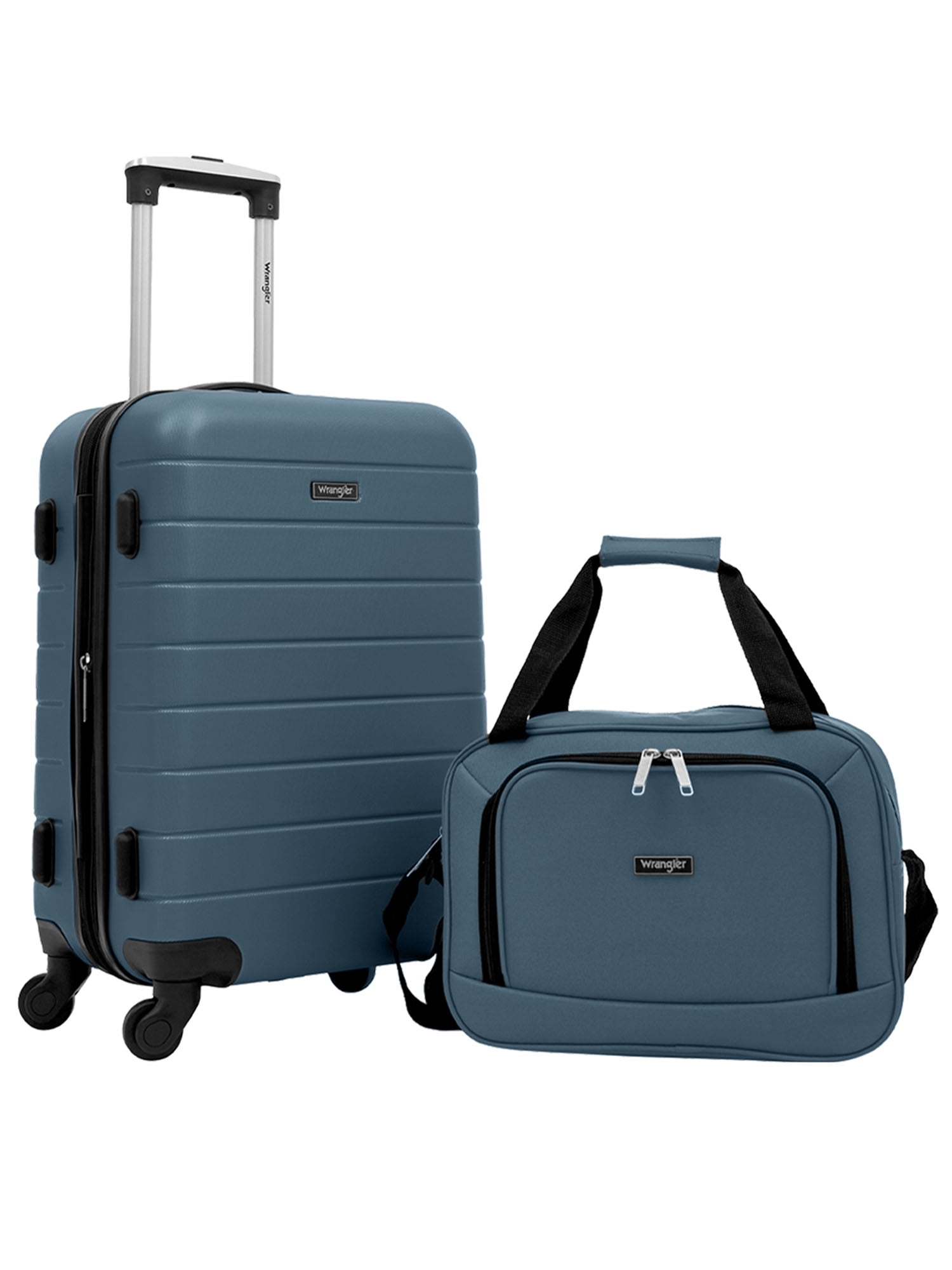Wrangler 2-Piece Expandable Rolling Hard Side Spinner Carry-on Set with Cup Holder, Indian Teal - Walmart.com