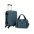 thumbnail image 1 of Wrangler 2-Piece Expandable Rolling Hard Side Spinner Carry-on Set with Cup Holder, Indian Teal, 1 of 13