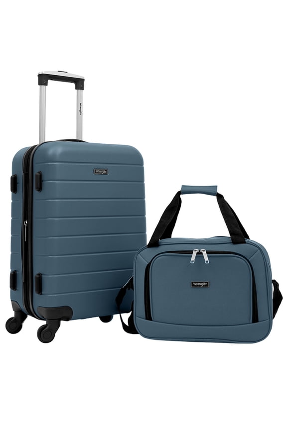 2-Piece Expandable Rolling Hard Side Spinner Carry-on Set with Cup Holder, Indian Teal