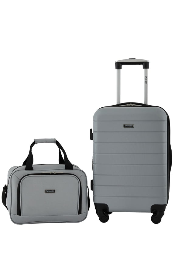 2-Piece Expandable Rolling Spinner Carry-on Set with Cup Holder, Ultimate Gray
