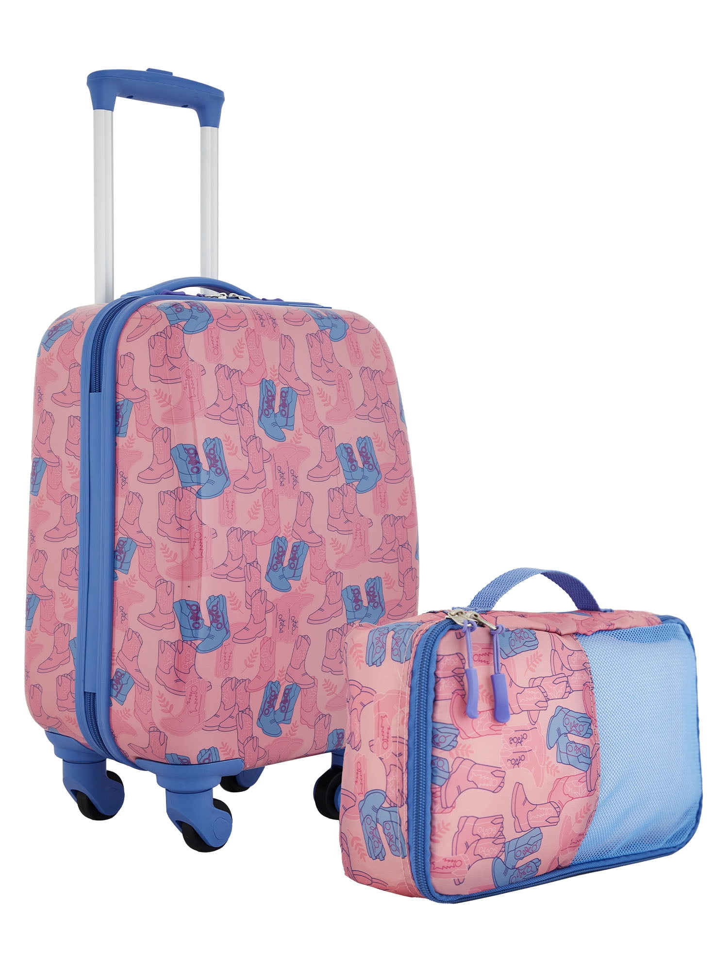 Wrangler Cowgirl Kid's 2 Piece Hard Side 4-Wheel Rolling Carry-on Luggage Set