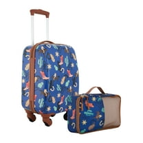 Wrangler Rodeo Kid's 2 Piece Hard-Side Rolling Carry-on Luggage Set with Spinner Wheels