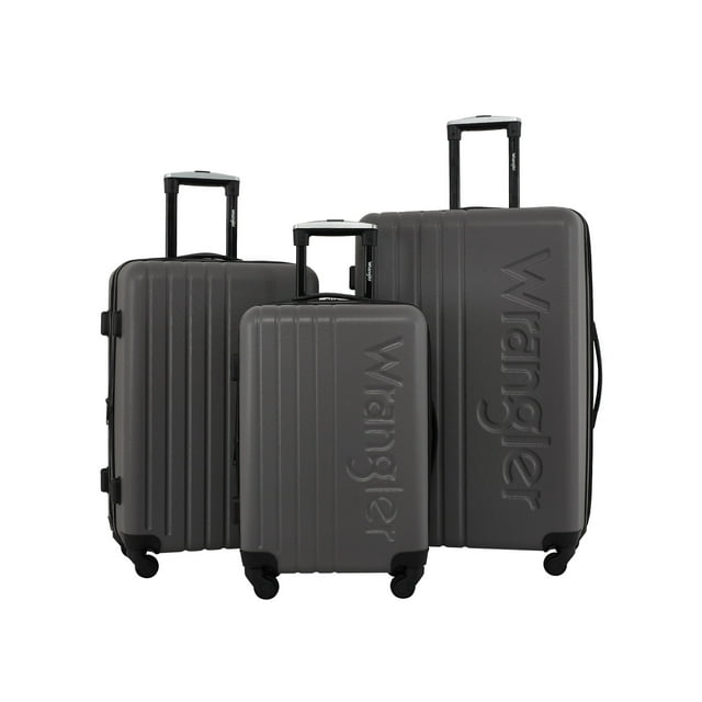Wrangler 3Piece Expandable Rolling Upright Luggage Set, Granite Gray