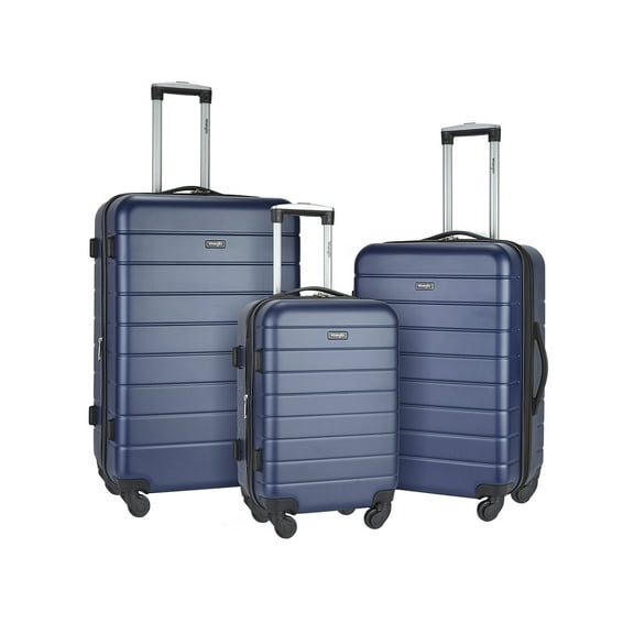 Wrangler 3 Piece Luggage Set with Cup Holder and USB Port, Navy Blue