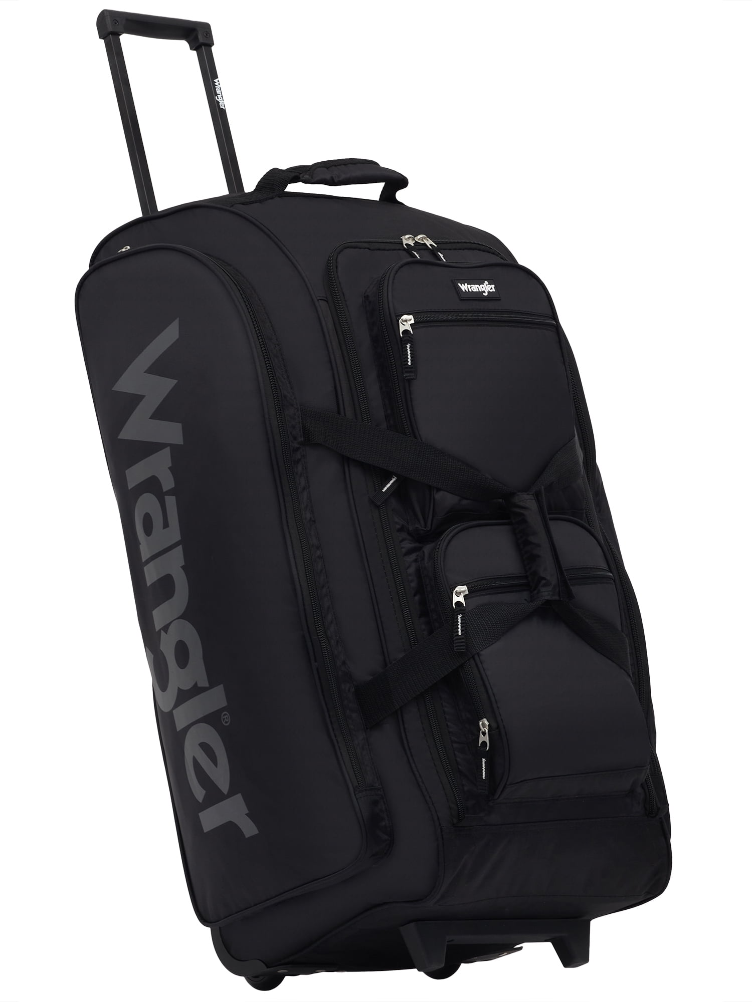 Wrangler 30” Multi-Pocket Rolling Duffel w/ Telescopic Handle, Black ...