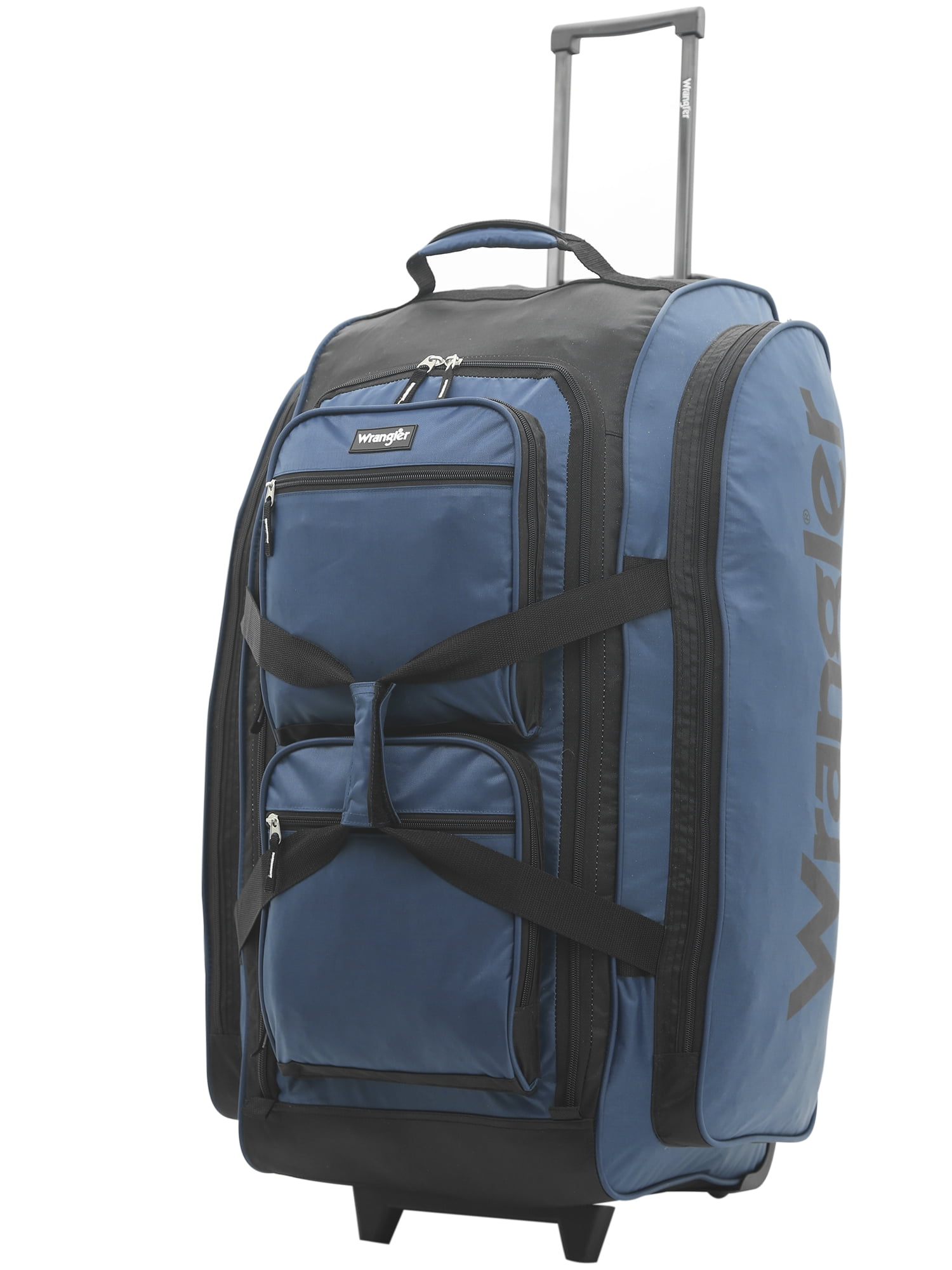 Wrangler 30” Multi-Pocket Rolling Duffel w/ Telescopic Handle, Navy