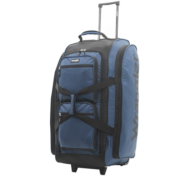 Wrangler 30” Multi-Pocket Rolling Duffel w/ Telescopic Handle, Navy