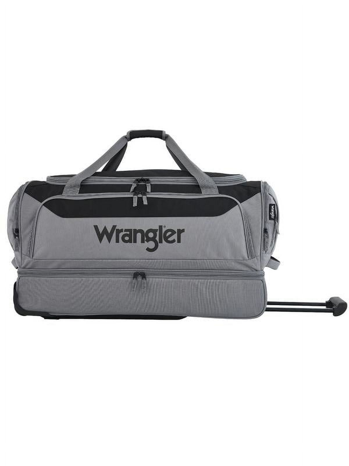 Wrangler 30" Drop-Bottom Rolling Travel Duffel with Interior Toiletry Pocket - Sharkskin