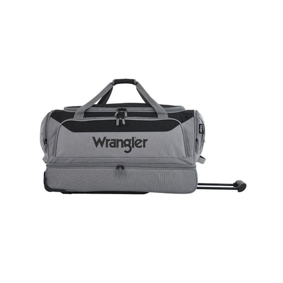 Wrangler 30" Drop-Bottom Rolling Travel Duffel with Interior Toiletry Pocket - Sharkskin