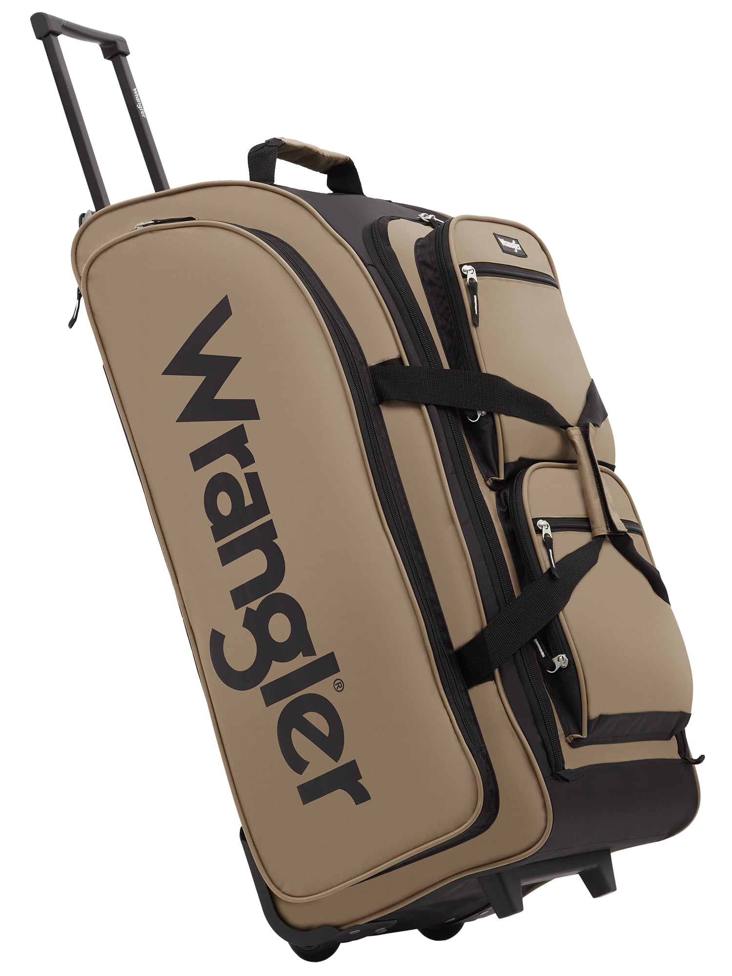 Wrangler 30" multipocket rolling duffel with telescopic handle, Tan