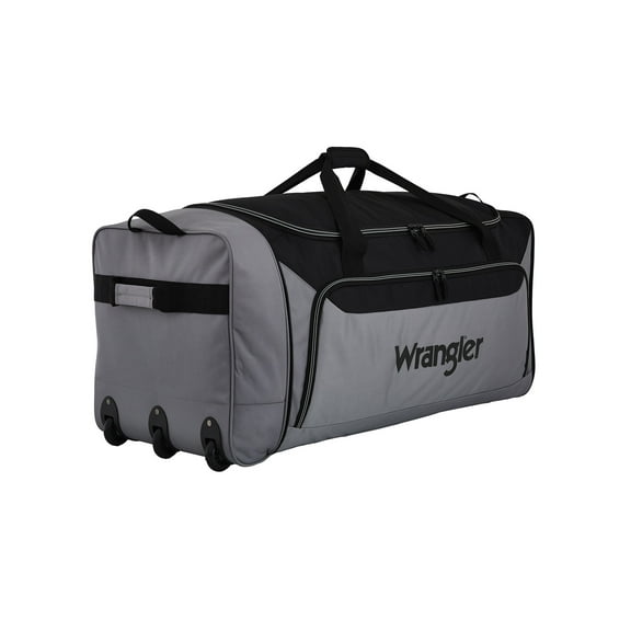 Wrangler Extra-Large 36-inch Collapsible 3-Wheel Rolling Locker Duffel Bag, Sharkskin