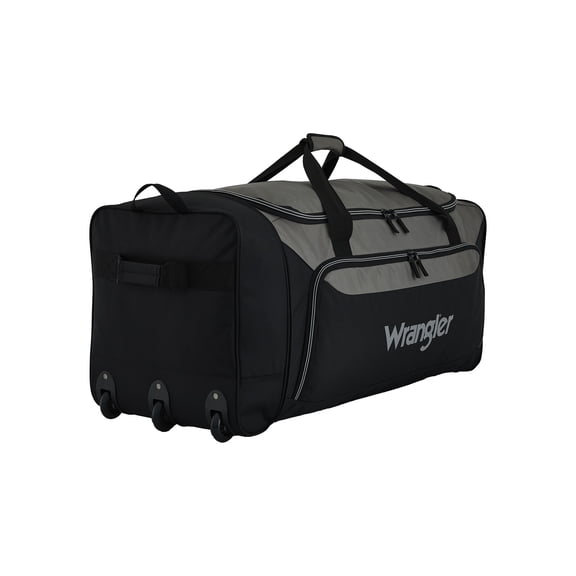 Open Box Wrangler 36-inch Jumbo Collapsible 3-Wheel Rolling Locker Duffel, Black