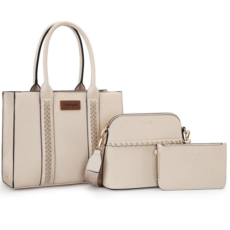 Wrangler 3Pcs Handbags Set Tote Bag & Medium Crossbody Purse