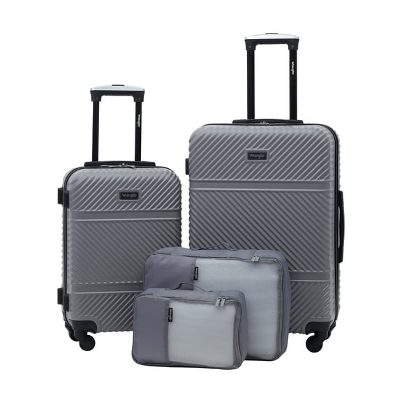 Wrangler 4 Pc. ABS Spinner Luggage Set with 20" & 25" Suitcases and Packing Cubes, Sharkskin