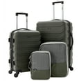 thumbnail image 1 of Wrangler 4 Piece Rolling Hard Side Spinner Travel Luggage Set - Green, 1 of 10