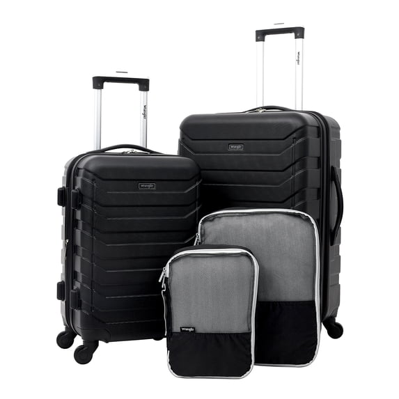 Wrangler 4-Piece Rolling Hard Side Luggage Set for Travel, Black